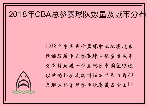 2018年CBA总参赛球队数量及城市分布