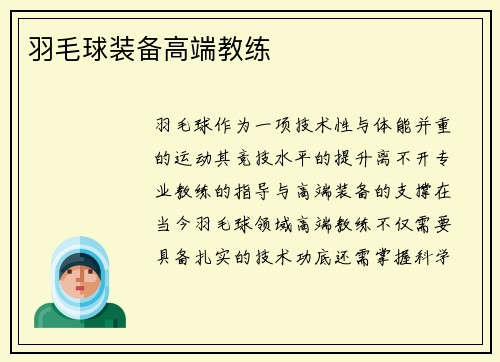 羽毛球装备高端教练